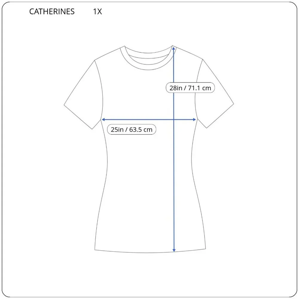 Catherines Womens Top 1X Plus Tee Blue Tropical Poly Blend Split FLO189E - Picture 2 of 5